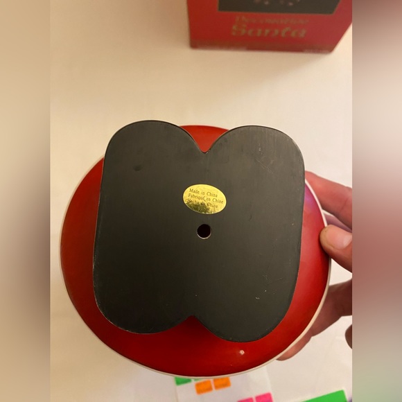 DECORATIVE SANTA FIGURINE, Holding A Golden Bell & Bag W/ Presents. Comes W/ Box - Picture 3 of 8